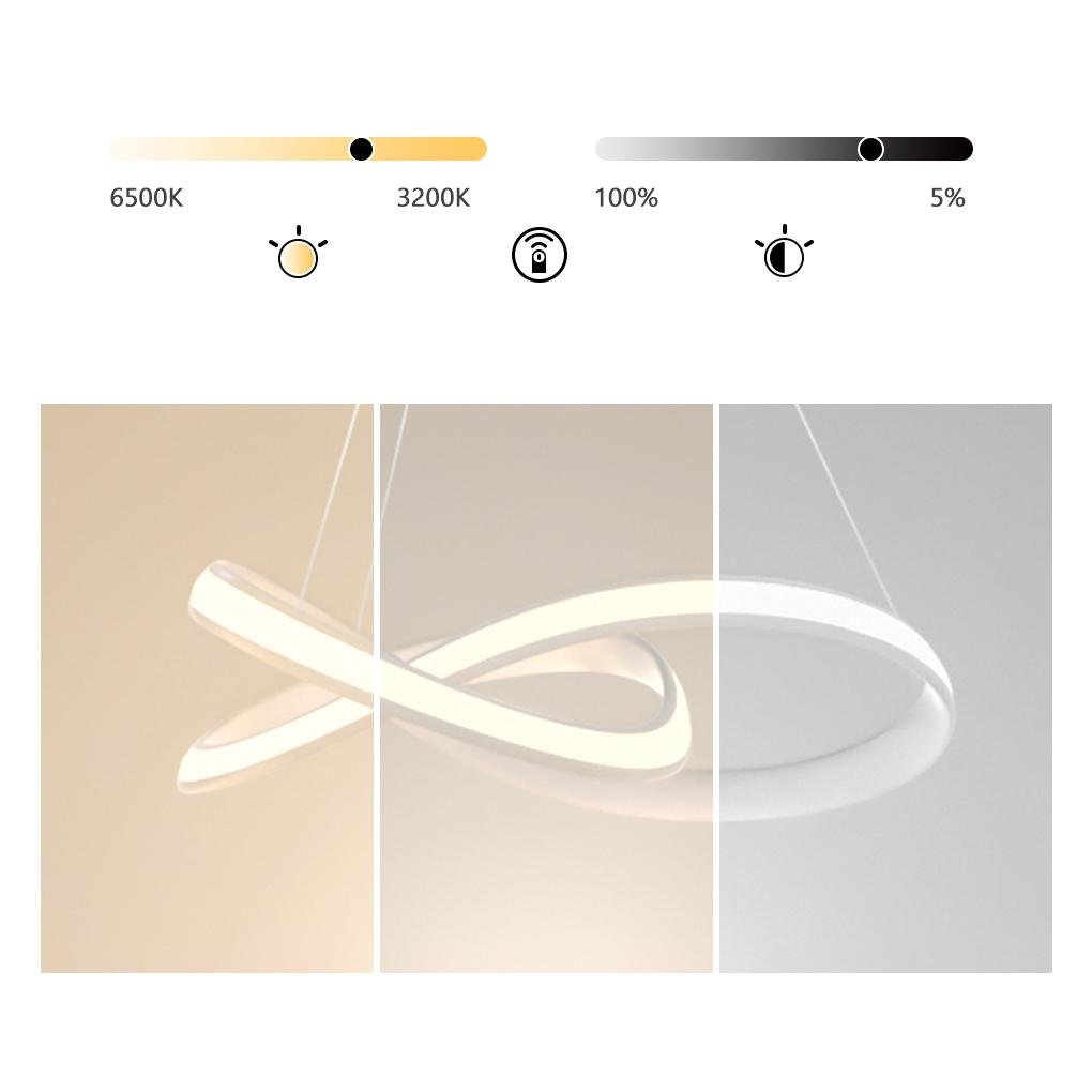 Aluminium LED ribbon loop chandelier, sixth product view