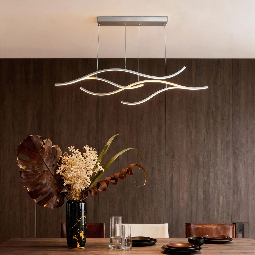 Wavy LED pendant light for kitchen islands, sixth product view