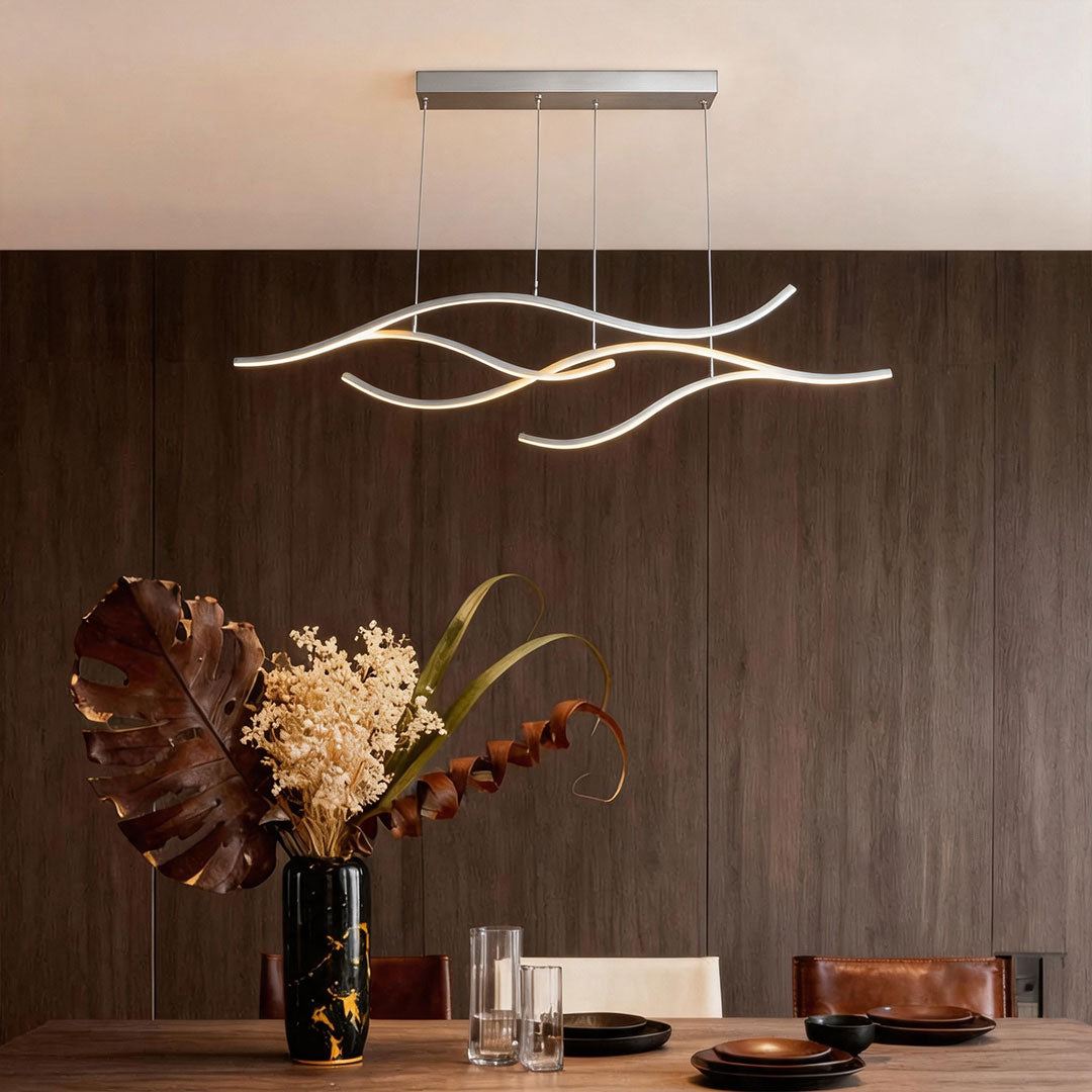 Wavy LED pendant light for kitchen islands, sixth product view