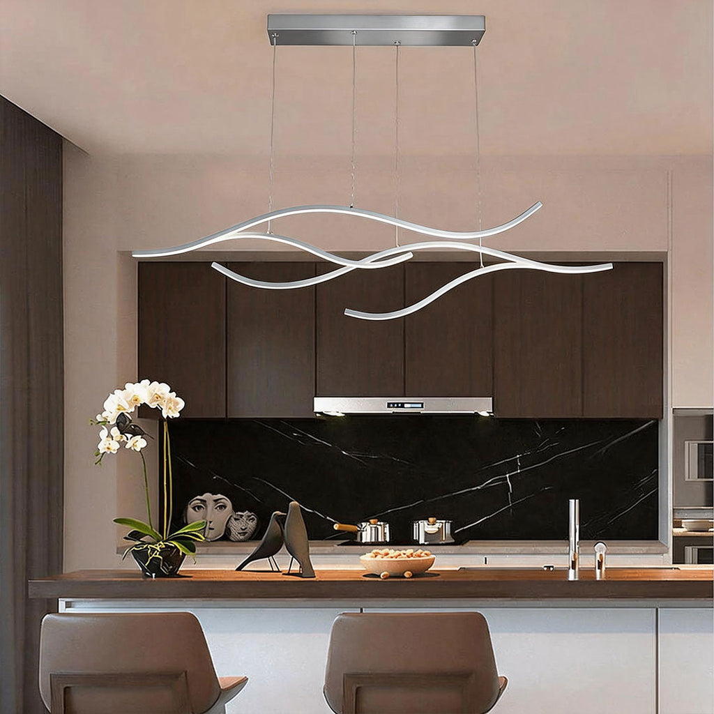 Curved LED pendant chandelier, ninth product view of the fixture