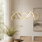 Gold aluminium round LED ring chandelier, main product view