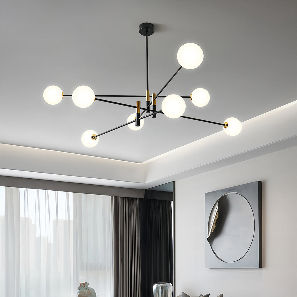 Black and gold iron branch chandelier, third product view