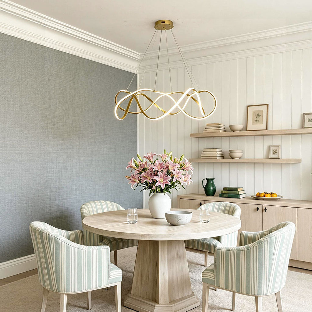 Gold aluminium round LED ring chandelier, second product view