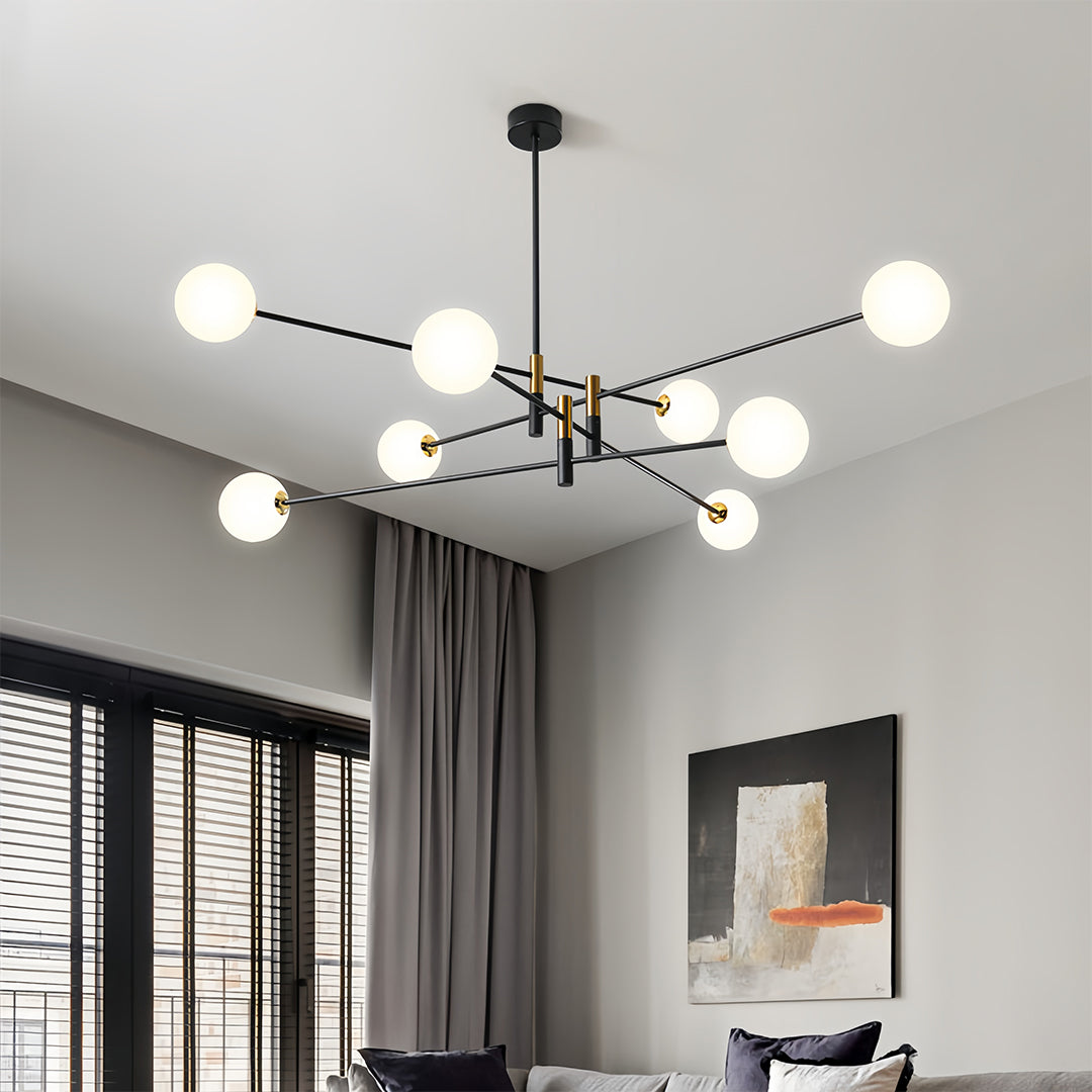 Black and gold iron branch chandelier, main product view