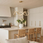 Gold aluminium round LED ring chandelier, fourth product view