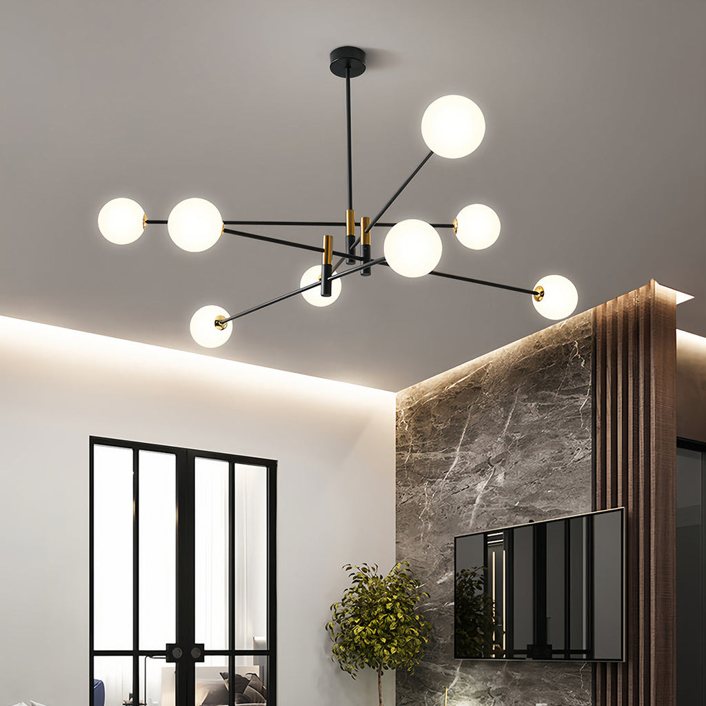 Black and gold iron branch chandelier, fourth product view