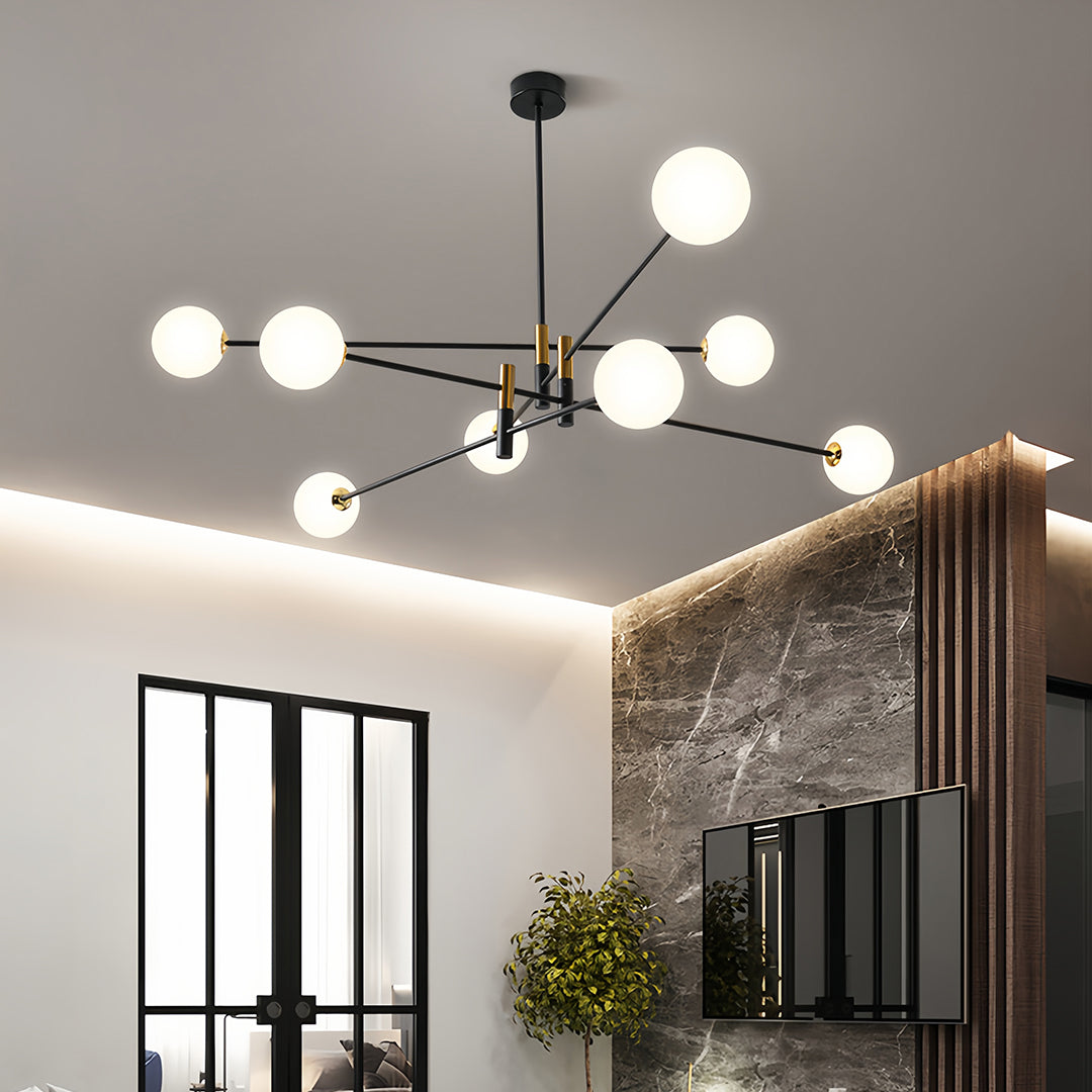 Black and gold iron branch chandelier, fourth product view