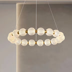Gold metal glass ring chandelier, fourth product view