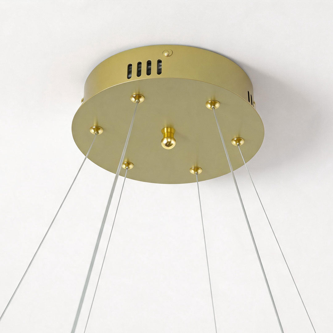Gold aluminium round LED ring chandelier, fifth product view
