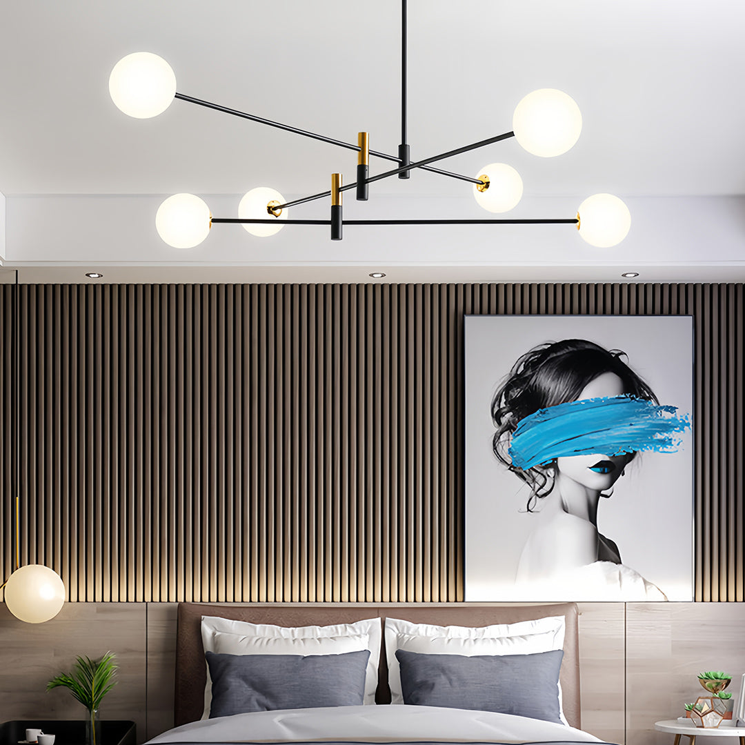 Black and gold iron branch chandelier, fifth product view