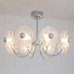 Chrome and white faceted acrylic LED chandelier, fourth view