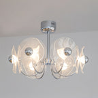 Chrome and white faceted acrylic LED chandelier, fifth view