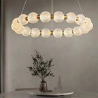 Gold metal glass ring chandelier, fifth product view