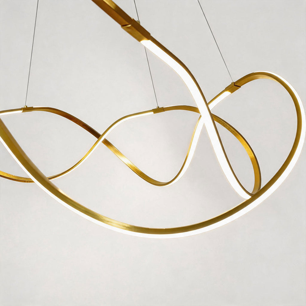Gold aluminium round LED ring chandelier, sixth product view
