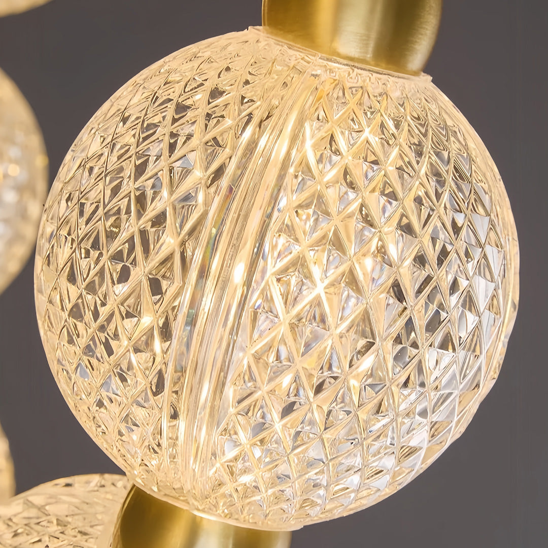 Gold metal glass ring chandelier, seventh product view