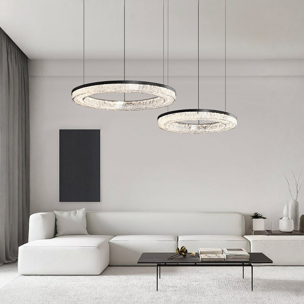 Copper and crystal ring pendant light, main product view