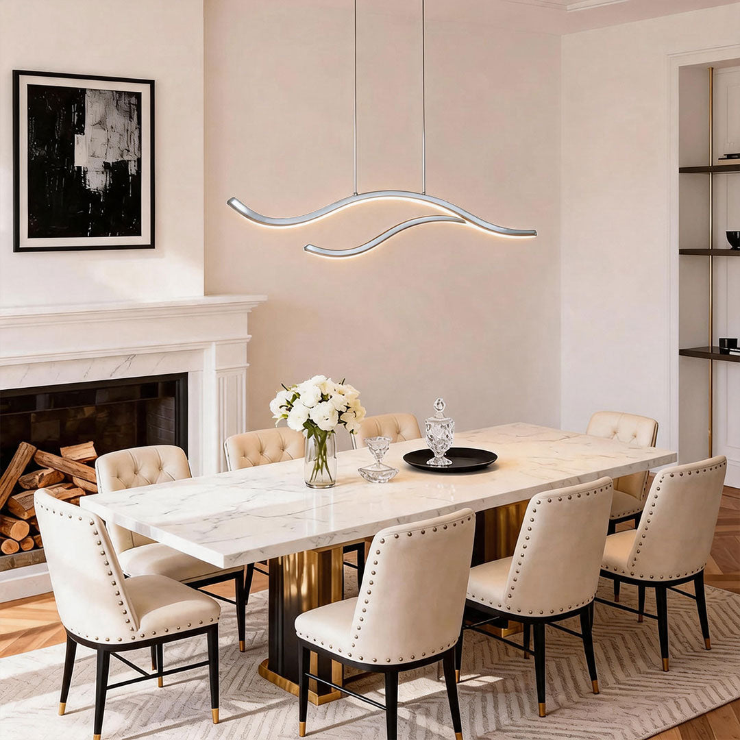 Curved metal LED pendant light, thirteenth product view
