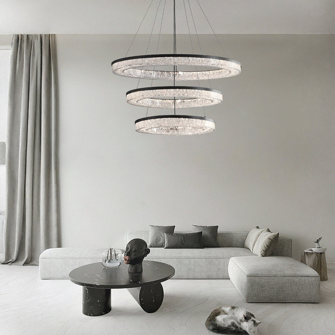 Copper and crystal ring pendant light, additional product view