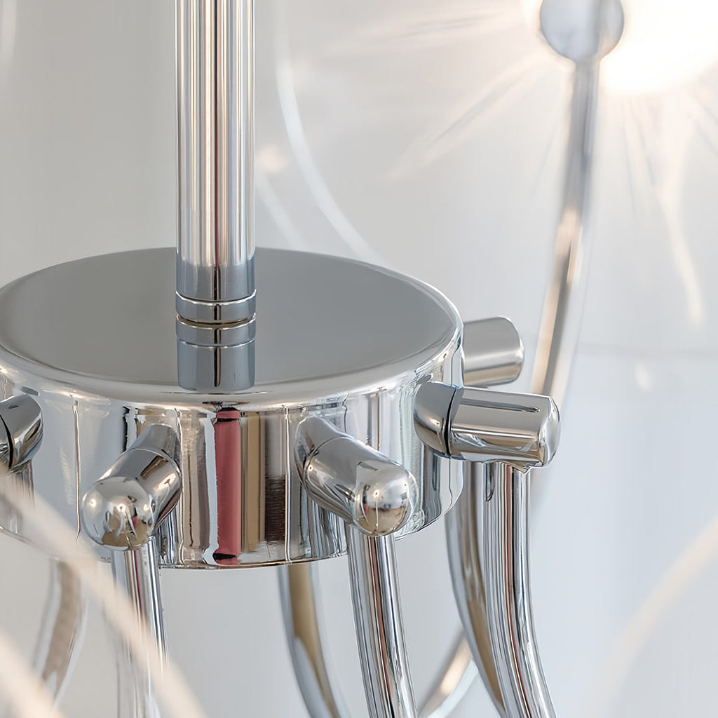 Chrome and white faceted acrylic LED chandelier, seventh view