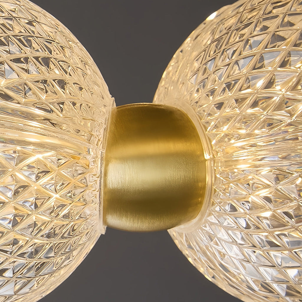 Gold metal glass ring chandelier, eighth product view