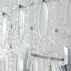Chrome iron drum chandelier with clear glass, eighth view