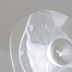 Chrome and white faceted acrylic LED chandelier, eighth view