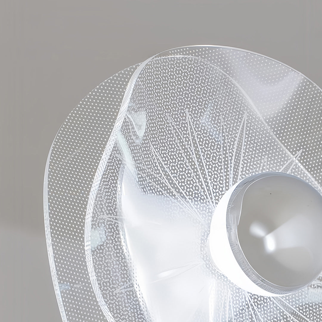 Chrome and white faceted acrylic LED chandelier, eighth view