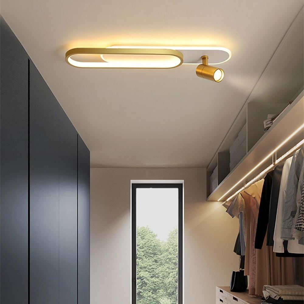 Adjustable Ceiling Spot Light, Modern Metal LED Fixture for Living Room and Kitchen, Oval Twin-Body Design in Black or Gold