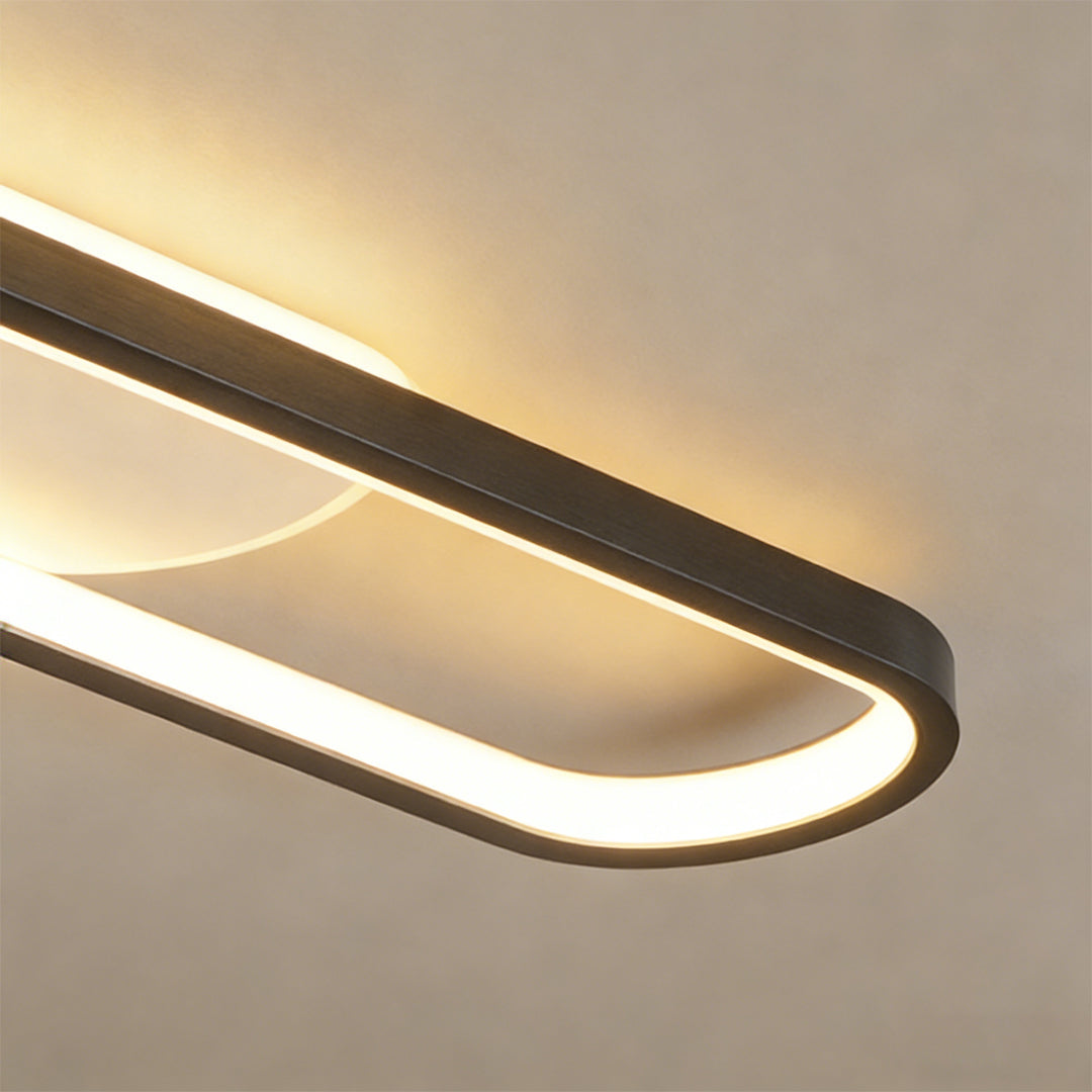 Adjustable Ceiling Spot Light, Modern Metal LED Fixture for Living Room and Kitchen, Oval Twin-Body Design in Black or Gold