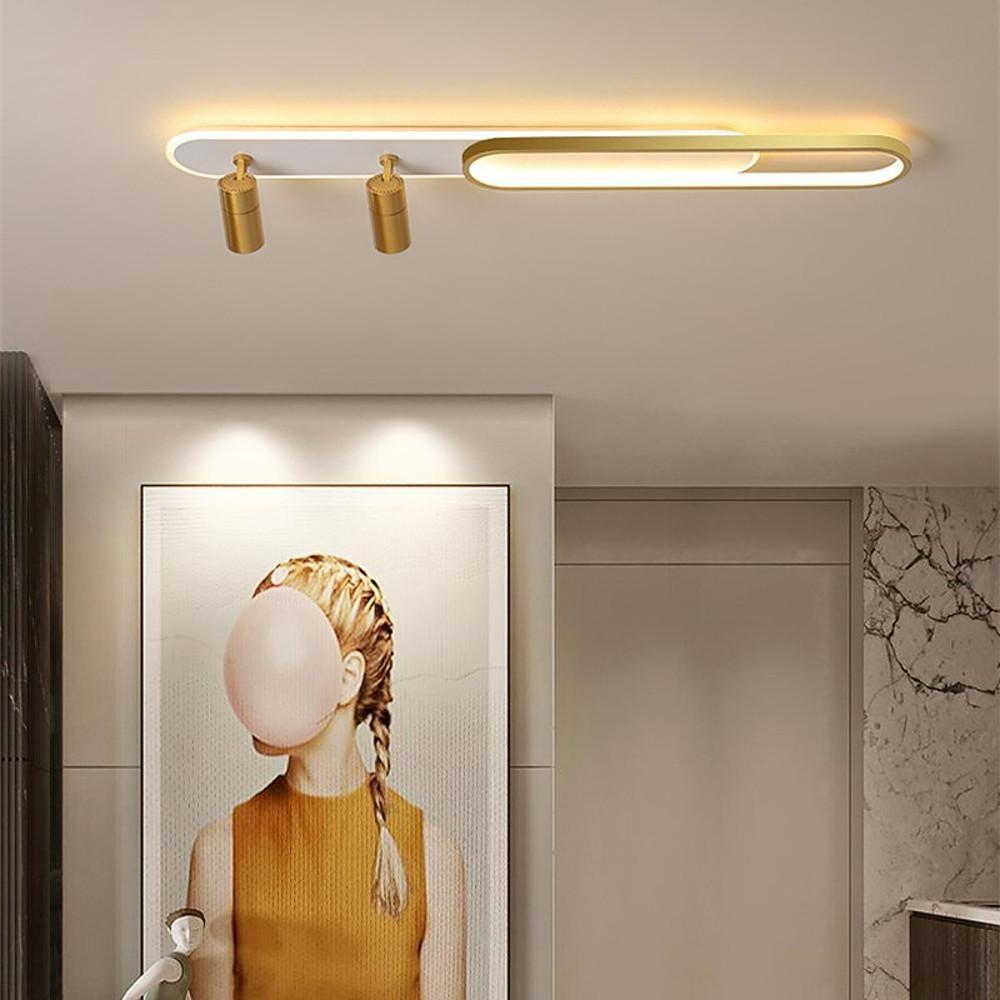 Adjustable Ceiling Spot Light, Modern Metal LED Fixture for Living Room and Kitchen, Oval Twin-Body Design in Black or Gold