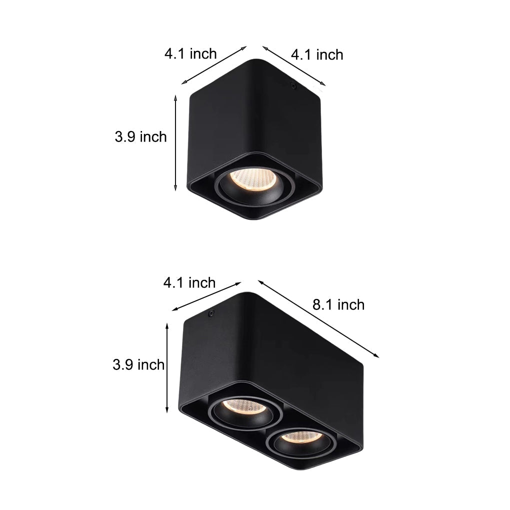 Black grid spotlight with two adjustable heads shown close