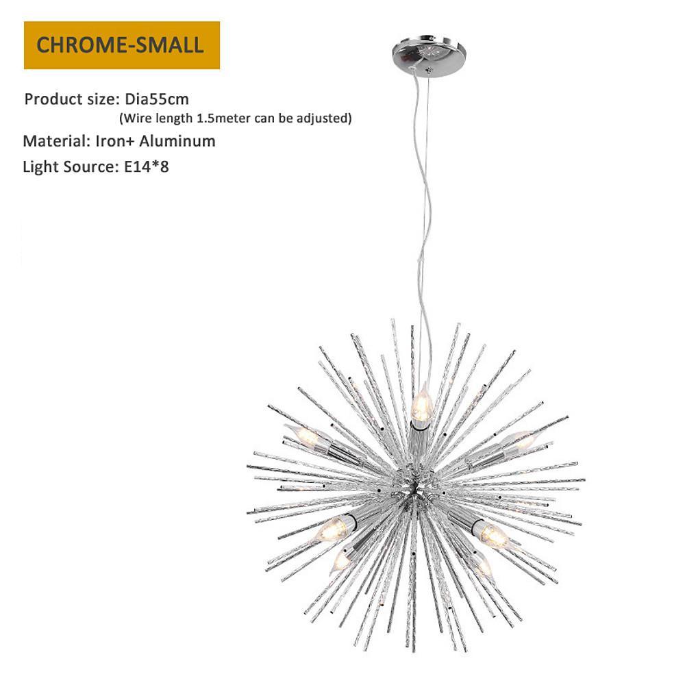 Starburst Chandelier, Electroplated Aluminum 8-Light Ceiling Fixture for Dining Room, 22 Inches