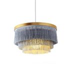 Metal and fabric drum shade pendant light, eighth product view