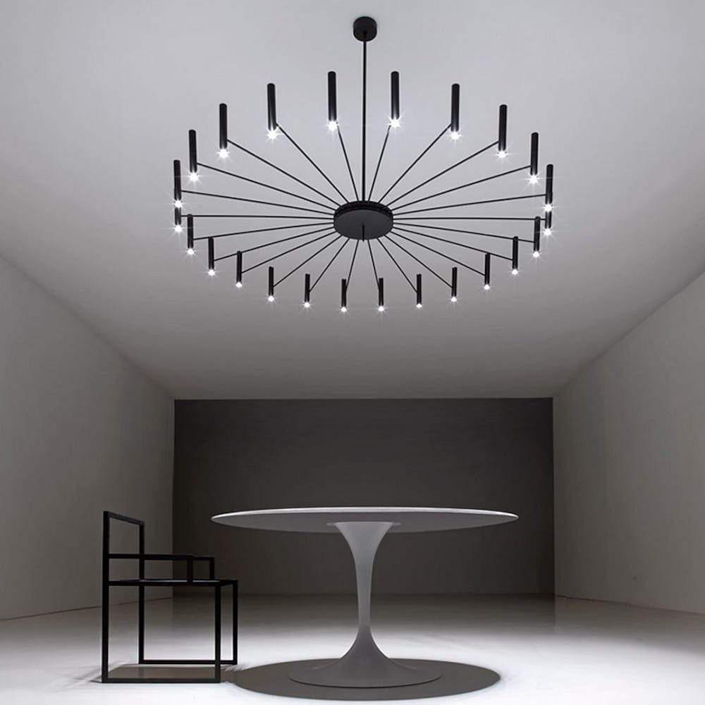 Black 24-light sputnik chandelier, third product view