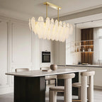 Antique brass vintage feather glass chandelier, product view