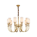 Antique copper multi-tier chandelier with fabric shades