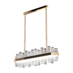 Horizontal suspended panels on the architectural chandelier