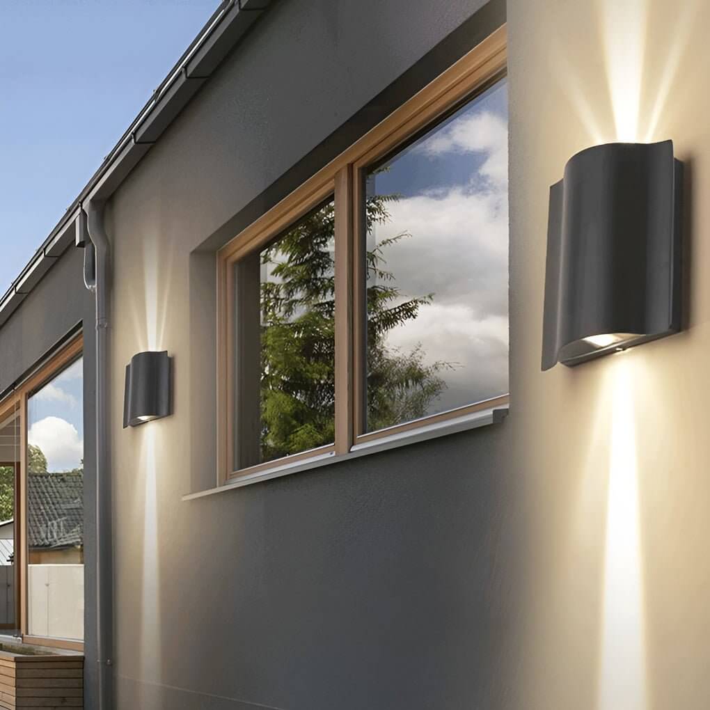 Wavy LED Up Down Wall Light, Sculptural Die-Cast Aluminum Outdoor Sconce for Facade and Patio, 2, 4 or 6-Light Configurations