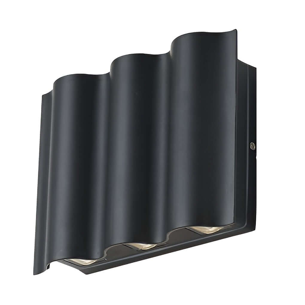 Wavy LED Up Down Wall Light, Sculptural Die-Cast Aluminum Outdoor Sconce for Facade and Patio, 2, 4 or 6-Light Configurations