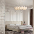 Glass garland chandelier in a luxury bedroom interior