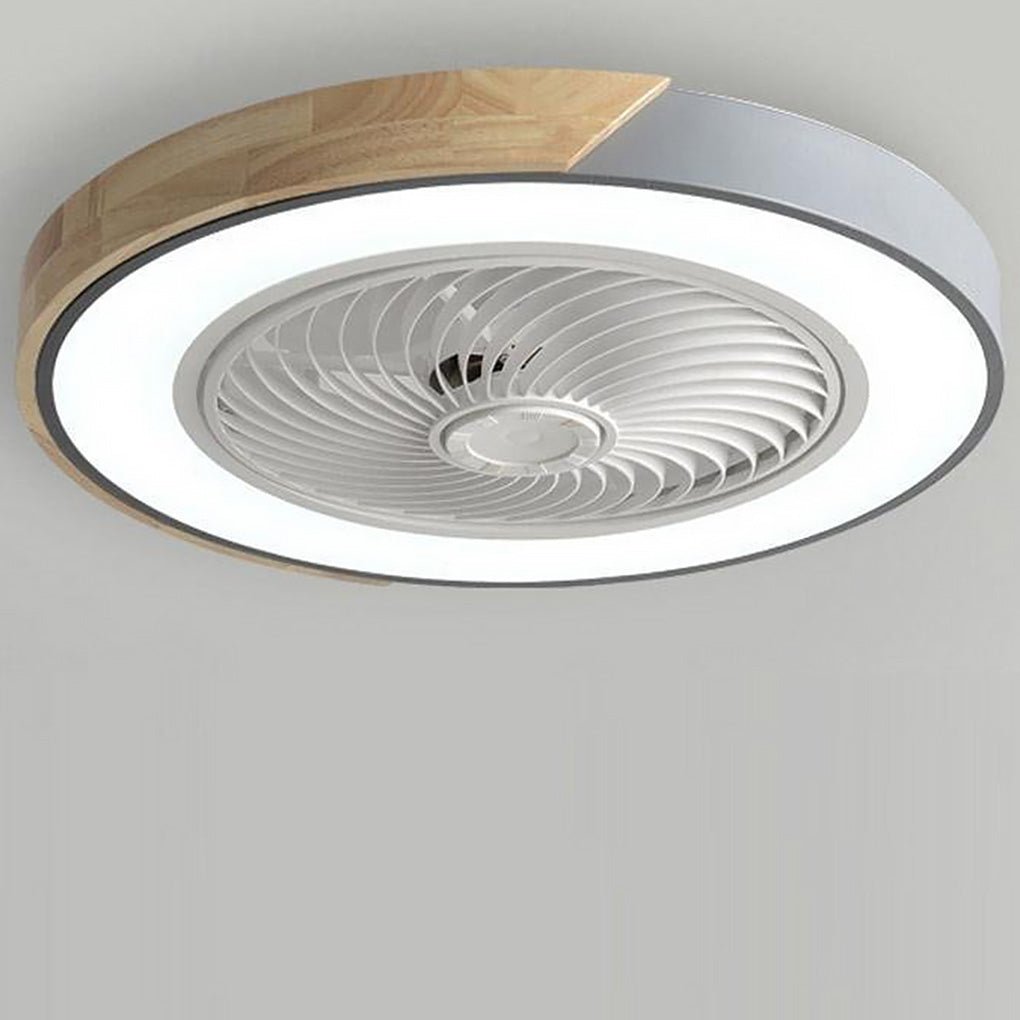 Flush Mount Ceiling Fan with Light, Bladeless LED Fan with Remote for Bedrooms and Low Ceilings, Round or Square in Four Colors