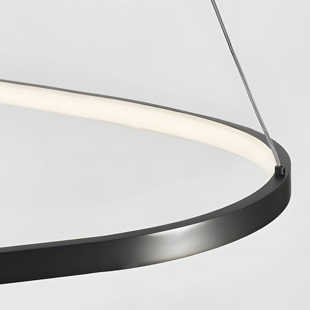 Black aluminium LED ring chandelier, eighth product view