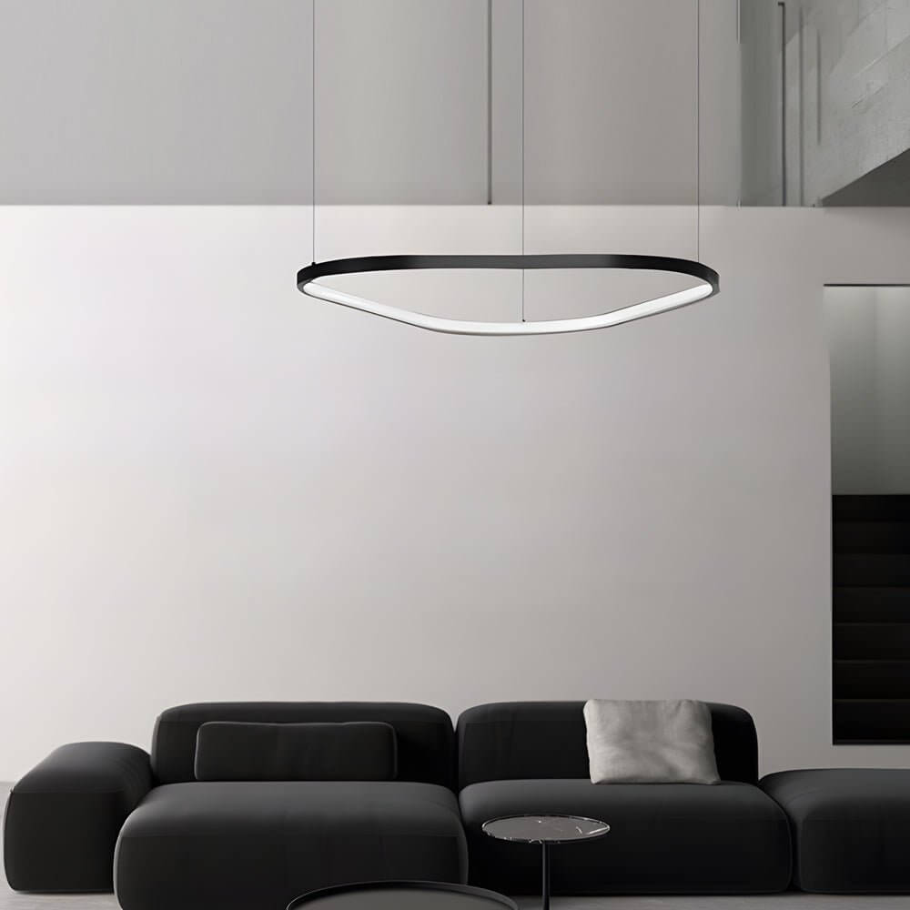 Black aluminium LED ring chandelier, main product view