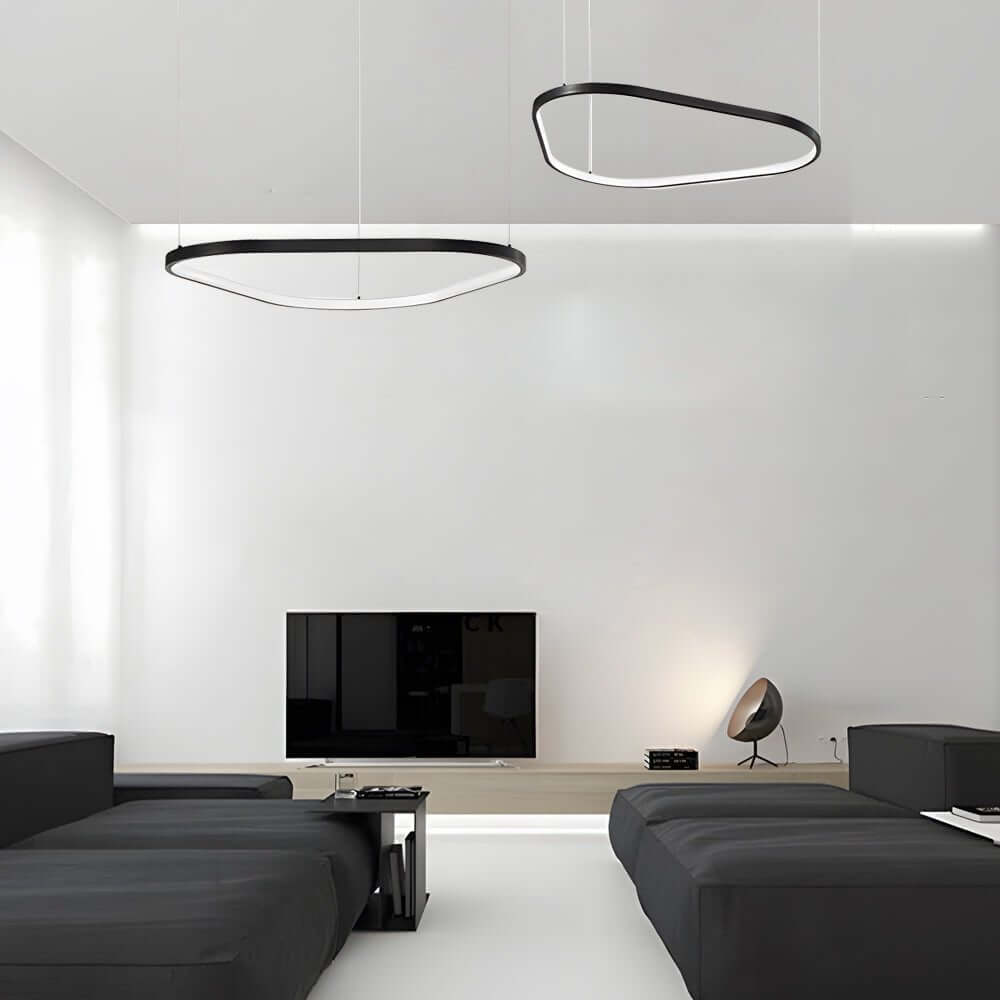 Black aluminium LED ring chandelier, sixth product view