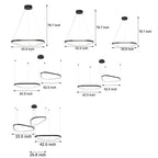 Black aluminium LED ring chandelier, seventh product view