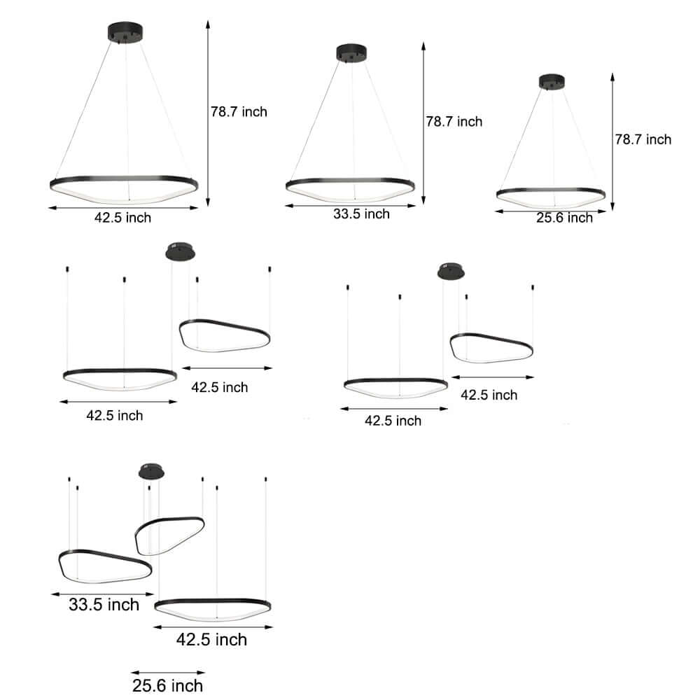 Black aluminium LED ring chandelier, seventh product view
