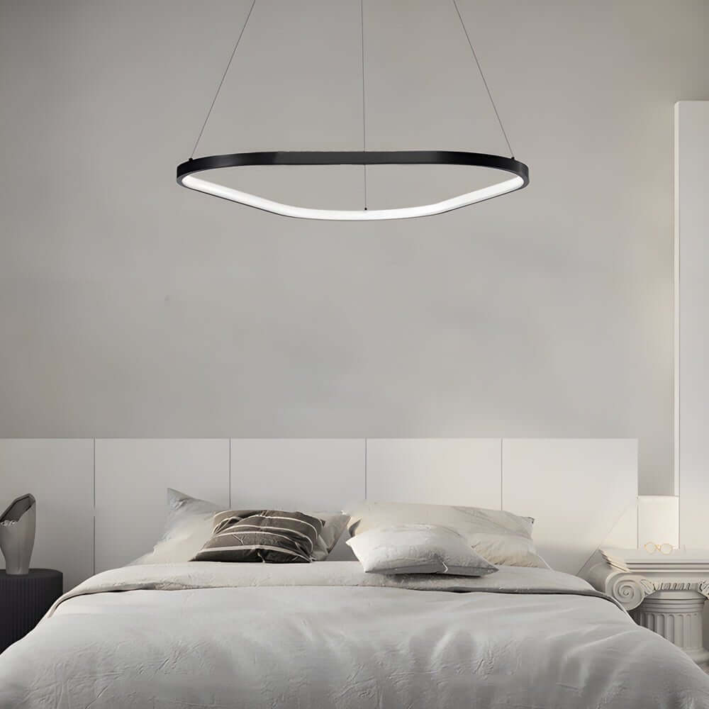 Black aluminium LED ring chandelier, third product view