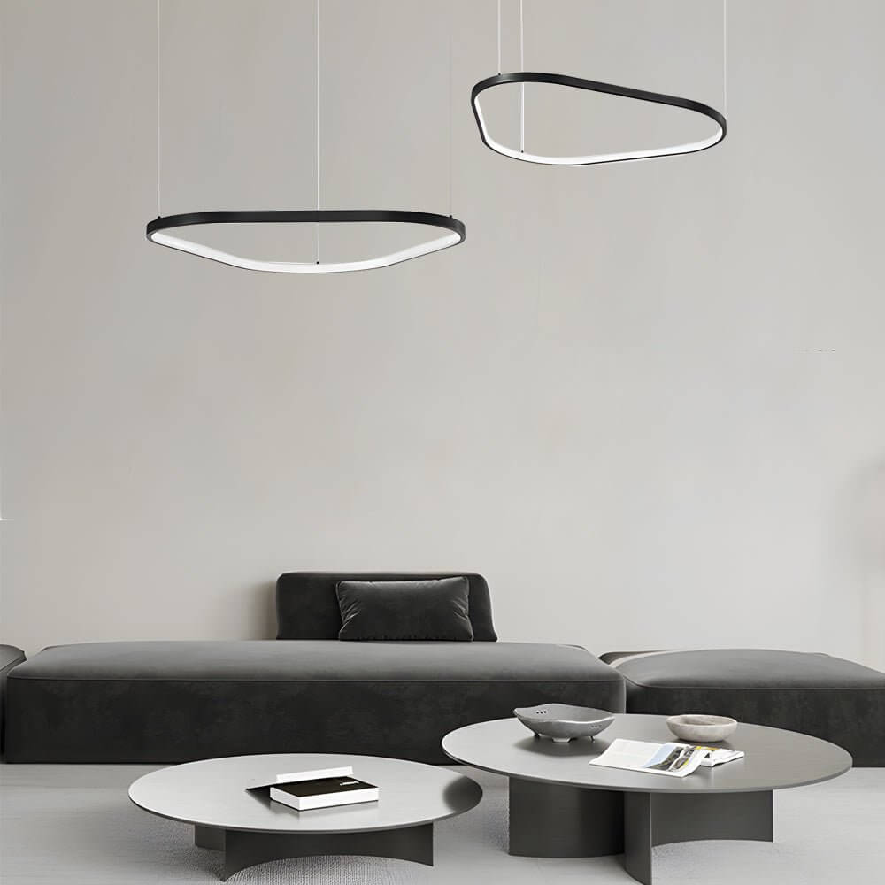 Black aluminium LED ring chandelier, fourth product view