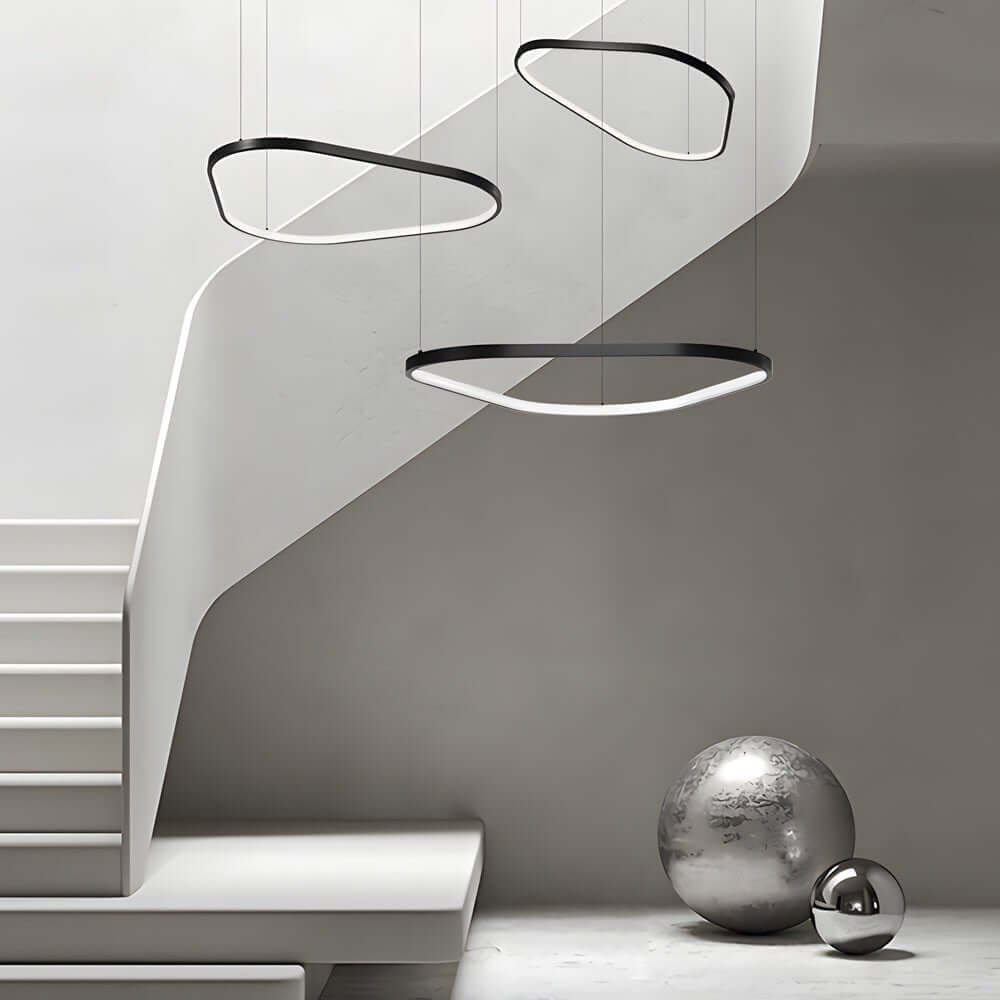 Black aluminium LED ring chandelier, fifth product view