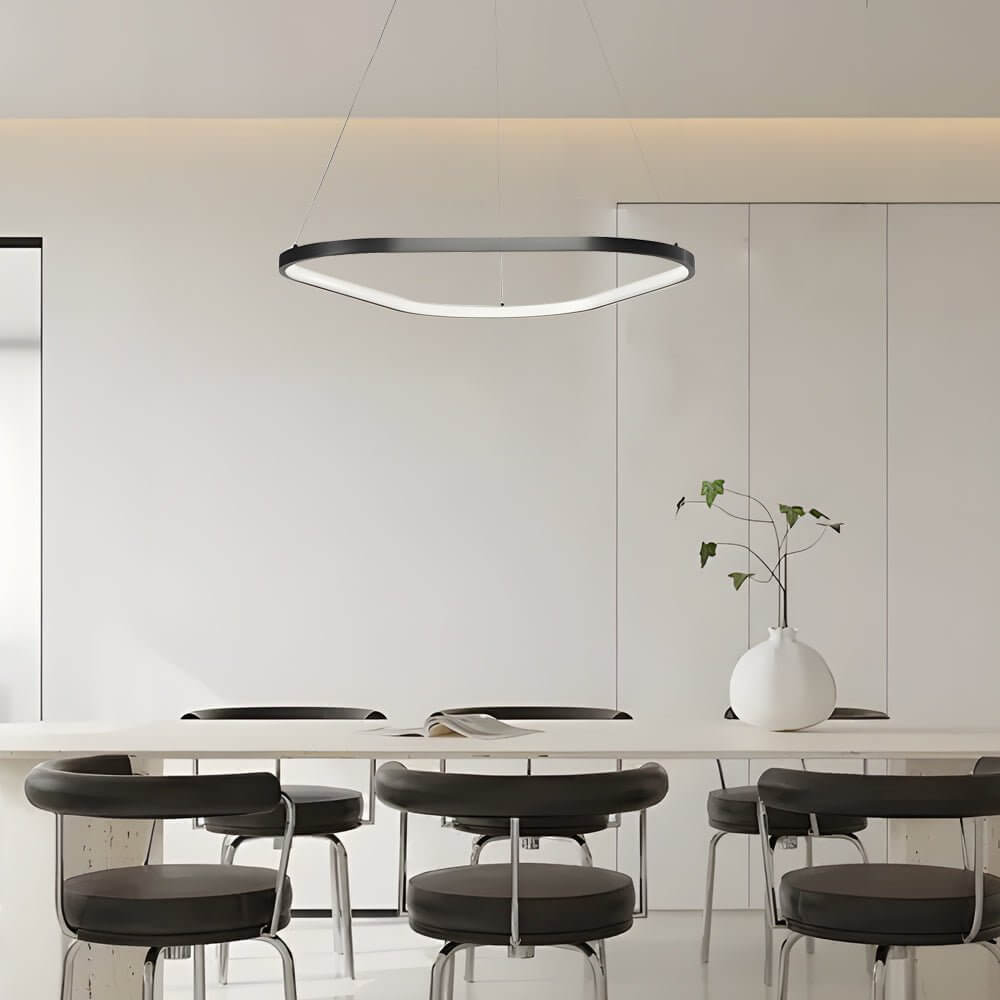 Black aluminium LED ring chandelier, second product view